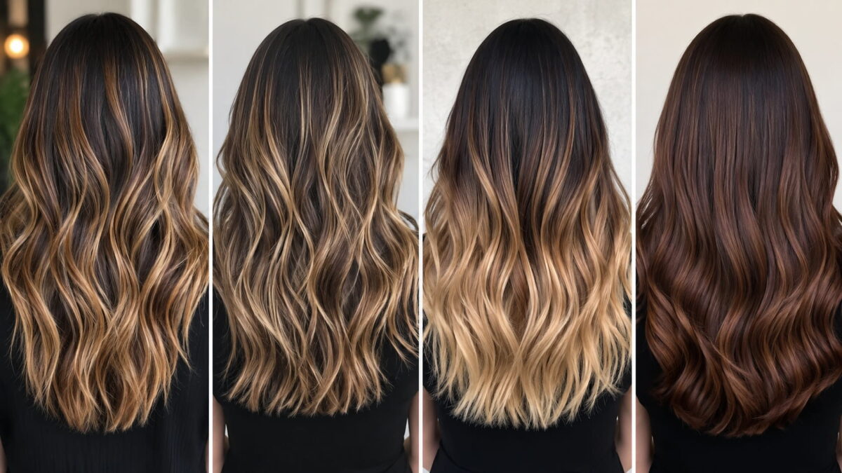 Exemples de balayage, de mèches, d’ombré et de coloration complète sur cheveux longs ondulés