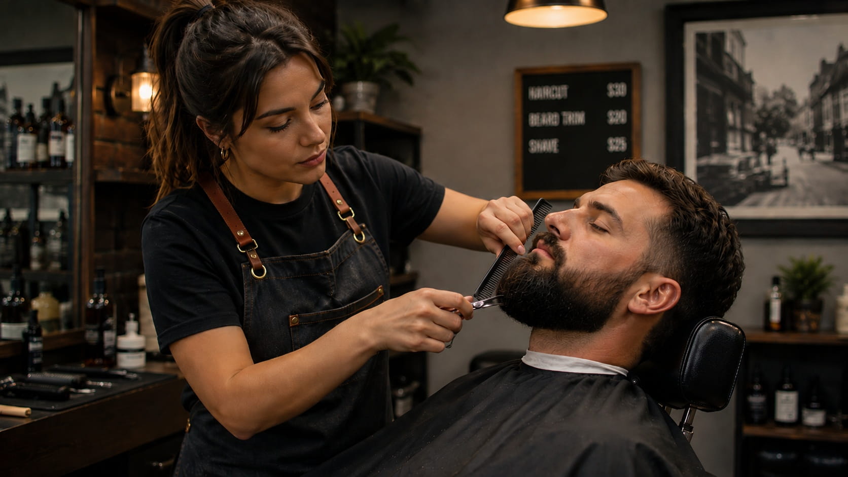 Taille de barbe dans un salon de coiffure à Montréal