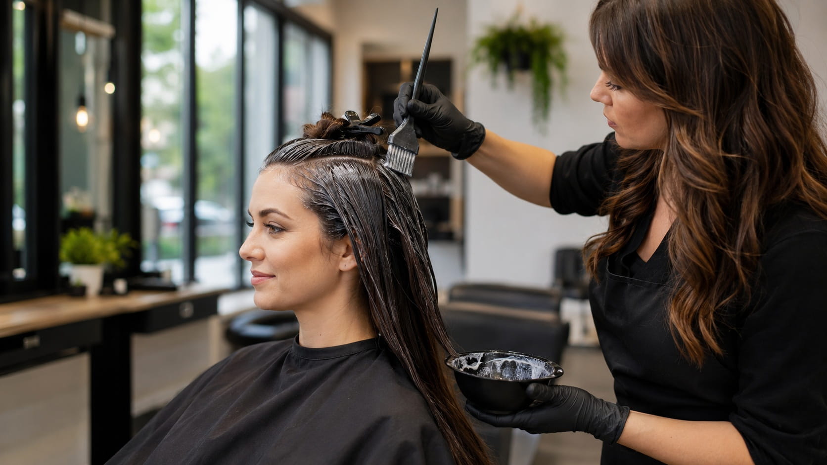 Coloration complète dans un salon de coiffure à Montréal