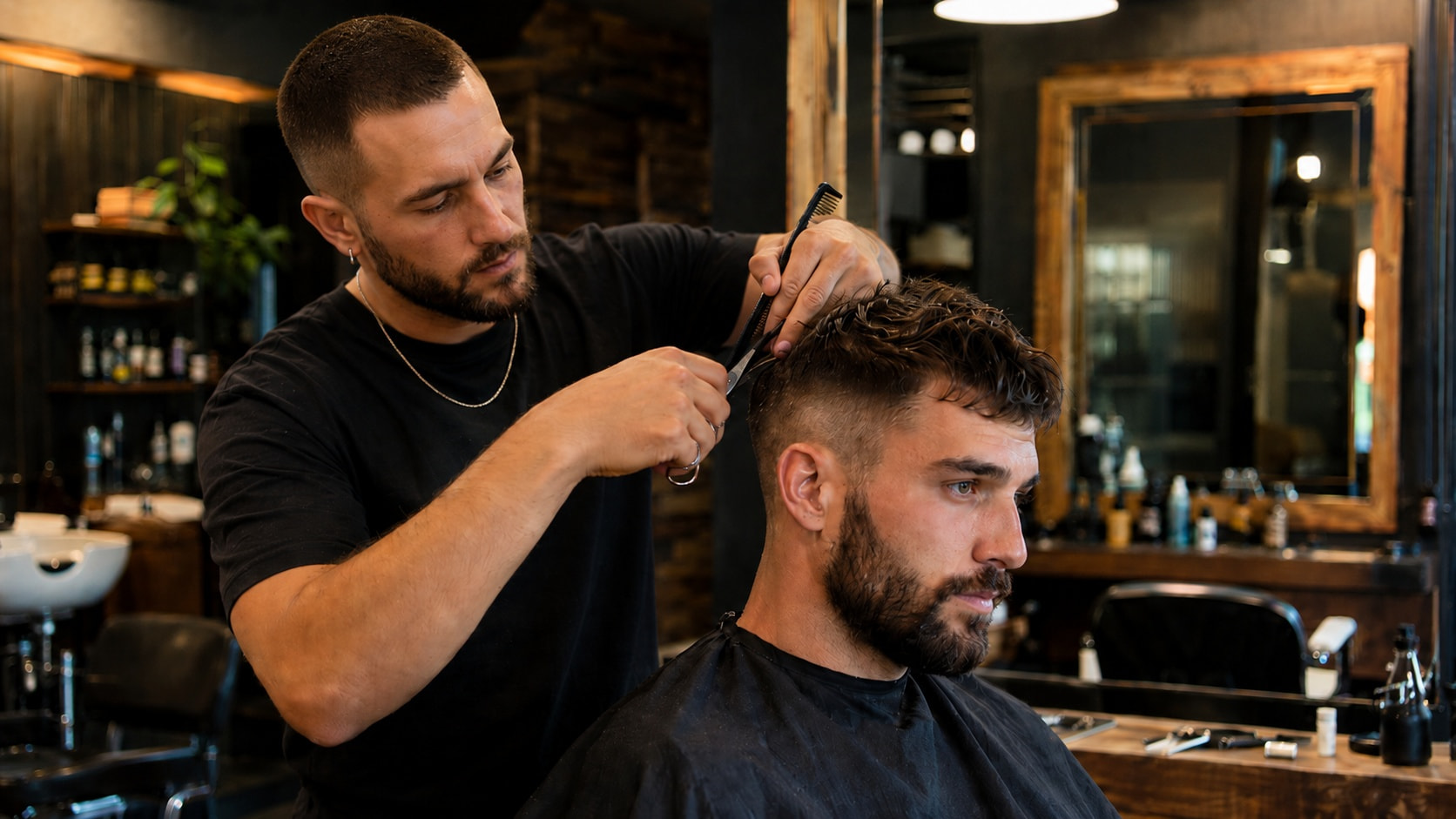 Coupe homme dans un salon de coiffure à Montréal