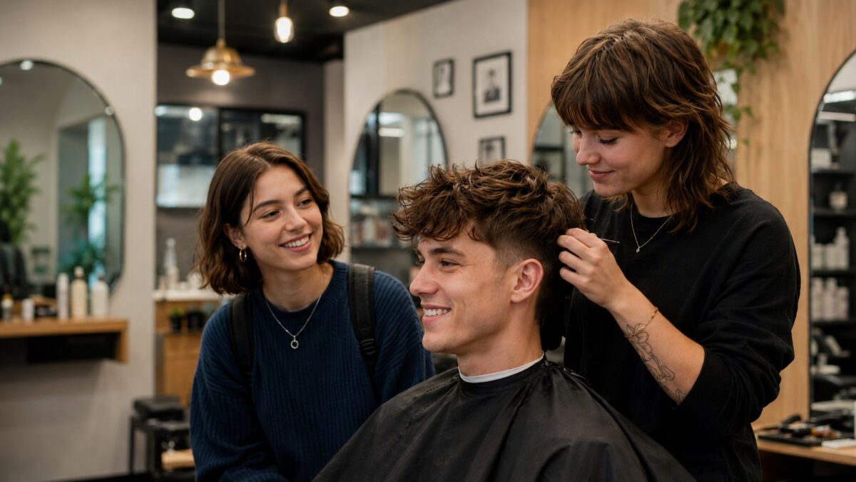 Student getting a haircut at a Montreal hair salon